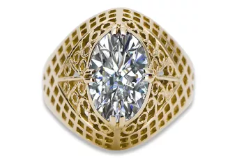 Vintage style Ring Zircon 14K Yellow gold vrc030y